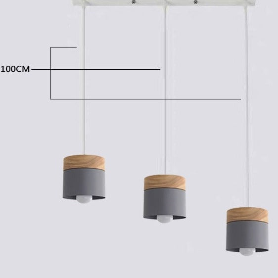 Lámpara colgante moderna de madera de hierro Macaron