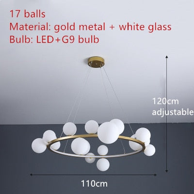 Lámpara de araña LED de burbuja de vidrio transparente