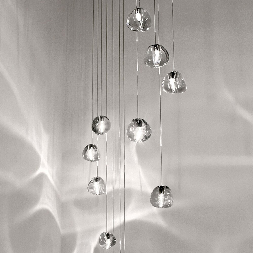 Colgante largo LED de araña de cristal moderno
