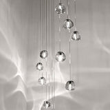 Colgante largo LED de araña de cristal moderno
