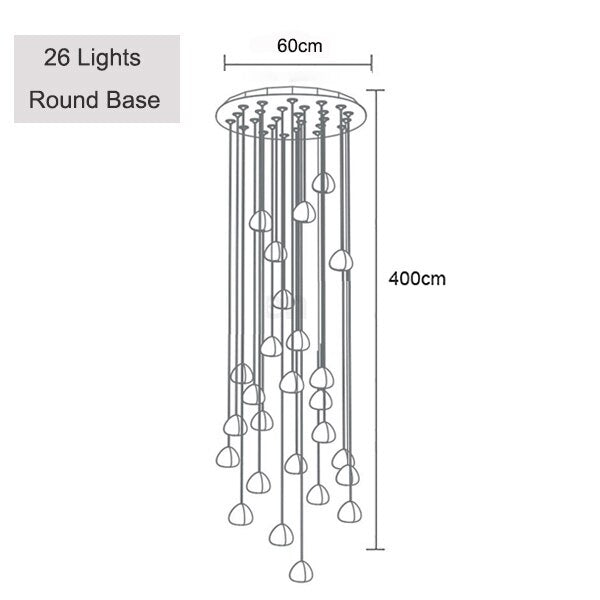 Colgante largo LED de araña de cristal moderno