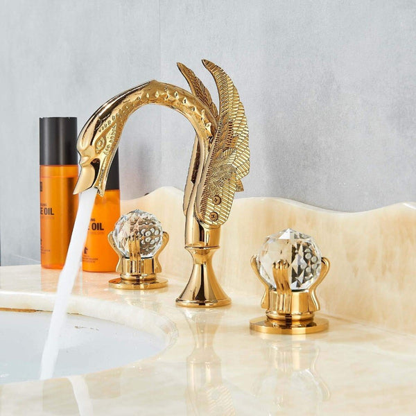 Lavabo de baño Swan Two Crystal Handwheel Elegant Faucet