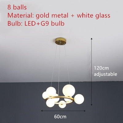 Lámpara de araña LED de burbuja de vidrio transparente