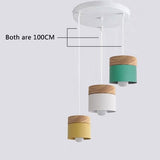 Lámpara colgante moderna de madera de hierro Macaron