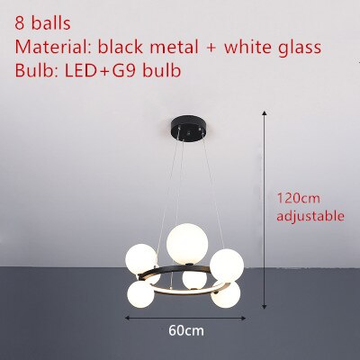 Lámpara de araña LED de burbuja de vidrio transparente