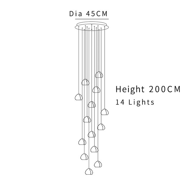 Colgante largo LED de araña de cristal moderno