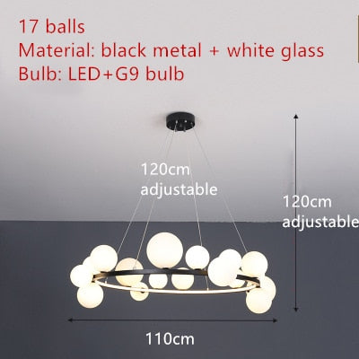 Lámpara de araña LED de burbuja de vidrio transparente