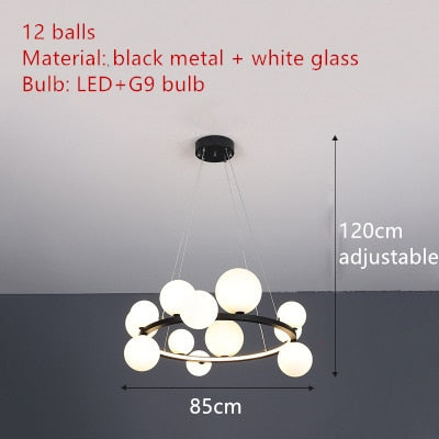 Lámpara de araña LED de burbuja de vidrio transparente