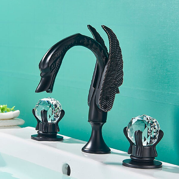 Lavabo de baño Swan Two Crystal Handwheel Elegant Faucet