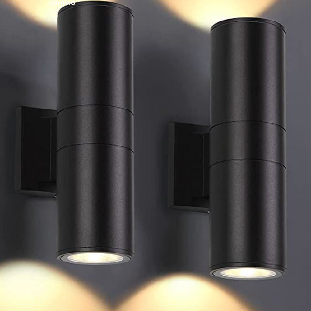 Aplique de pared de aluminio para exteriores con cilindro hacia arriba y hacia abajo