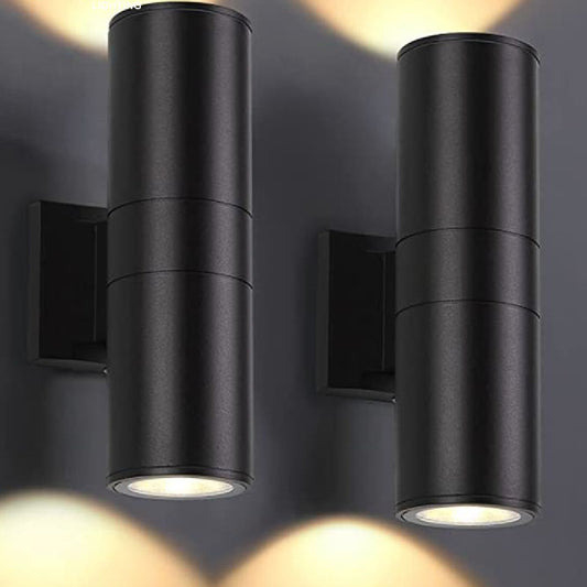 Aplique de pared de aluminio para exteriores con cilindro hacia arriba y hacia abajo
