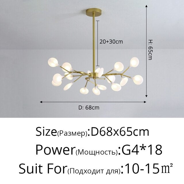 Lámpara de araña LED moderna Rama de árbol Luciérnaga