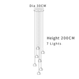 Colgante largo LED de araña de cristal moderno