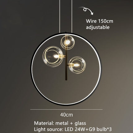 Lámpara de araña LED de burbuja de vidrio transparente