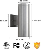 Aplique de pared de aluminio para exteriores con cilindro hacia arriba y hacia abajo