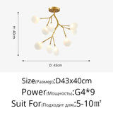 Lámpara de araña LED moderna Rama de árbol Luciérnaga