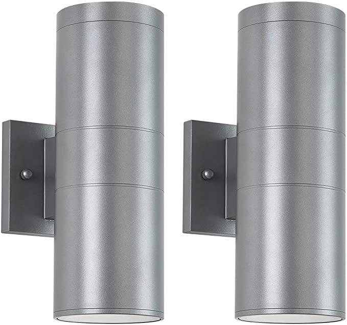 Aplique de pared de aluminio para exteriores con cilindro hacia arriba y hacia abajo