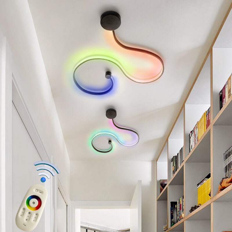 Lámpara de techo LED moderna montada en superficie RGB remota