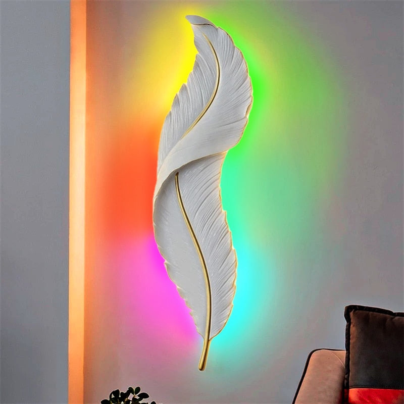 Lámpara de pared LED de luz de pluma creativa moderna nórdica