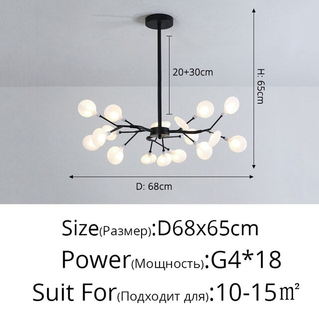 Lámpara de araña LED moderna Rama de árbol Luciérnaga