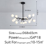 Lámpara de araña LED moderna Rama de árbol Luciérnaga
