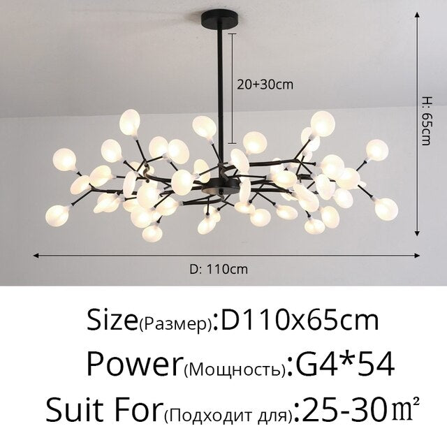 Lámpara de araña LED moderna Rama de árbol Luciérnaga