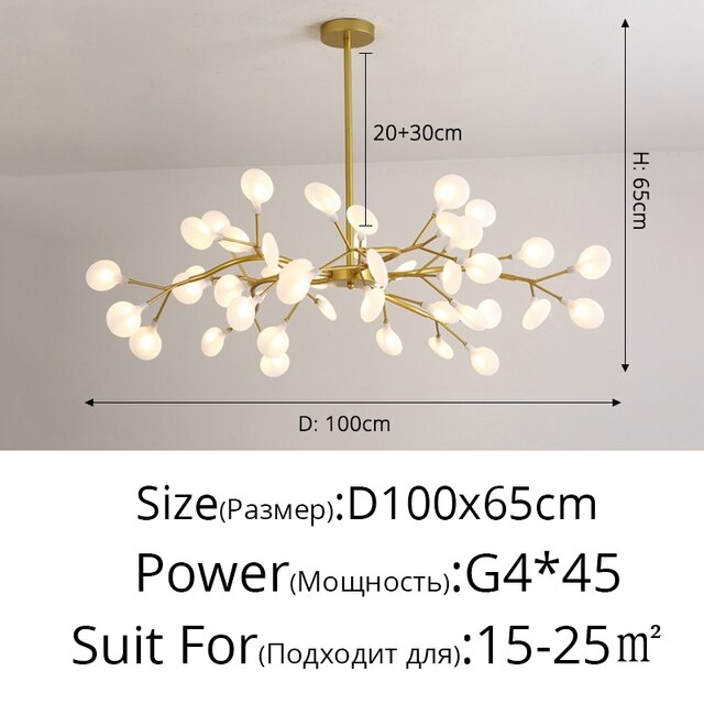 Lámpara de araña LED moderna Rama de árbol Luciérnaga