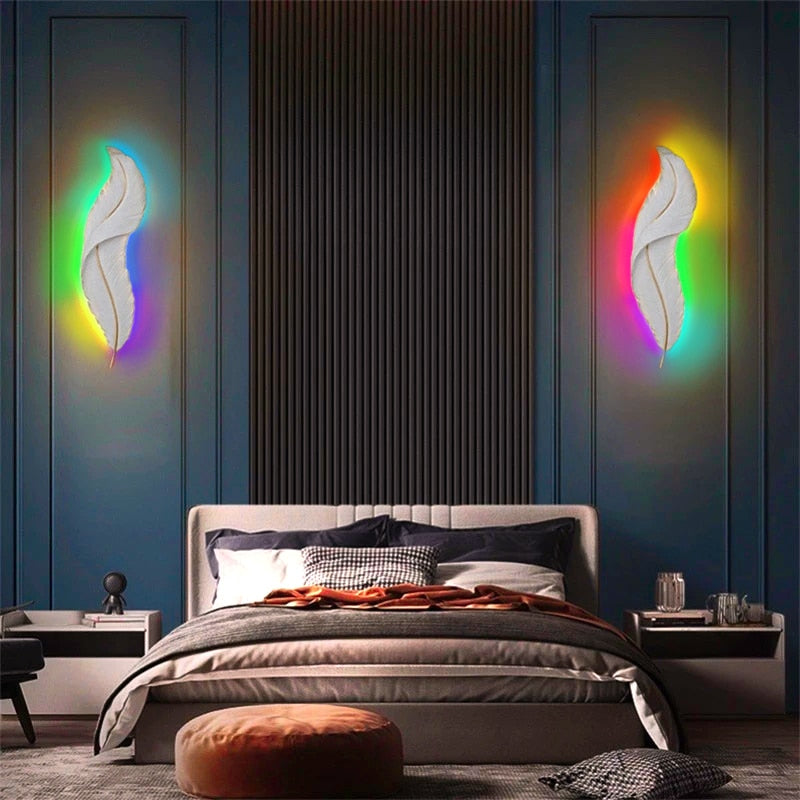 Lámpara de pared LED de luz de pluma creativa moderna nórdica