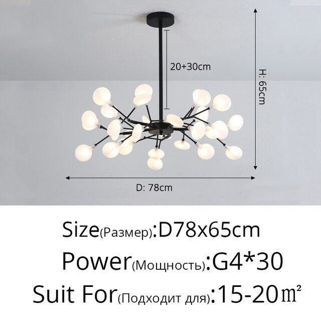 Lámpara de araña LED moderna Rama de árbol Luciérnaga