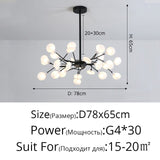 Lámpara de araña LED moderna Rama de árbol Luciérnaga