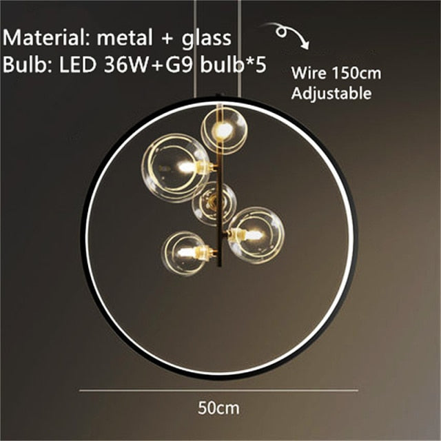 Lámpara de araña LED de burbuja de vidrio transparente