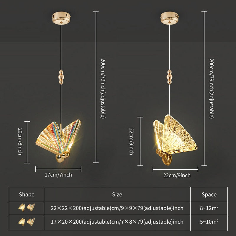 Lámparas colgantes de mariposa de lujo