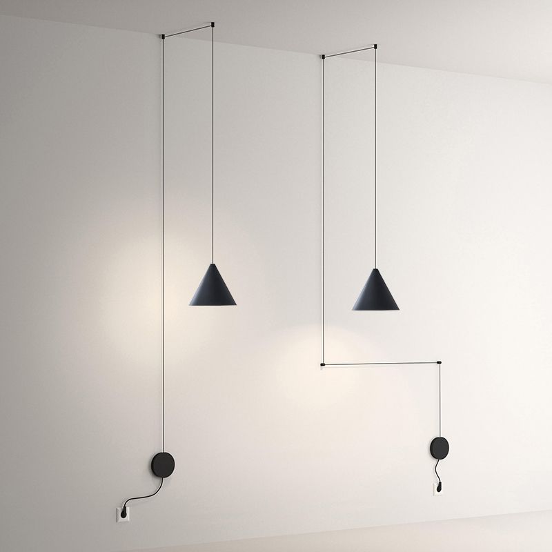 Lámpara colgante moderna con diseño de alambre geométrico largo