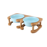 Tazón de alimentación para mascotas con soporte de madera
