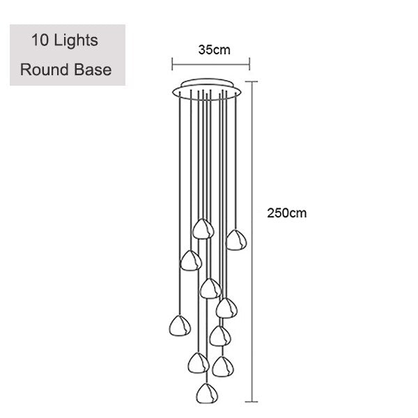 Colgante largo LED de araña de cristal moderno