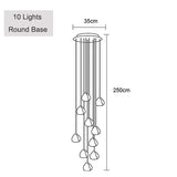 Colgante largo LED de araña de cristal moderno