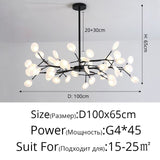 Lámpara de araña LED moderna Rama de árbol Luciérnaga
