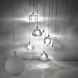 Colgante largo LED de araña de cristal moderno