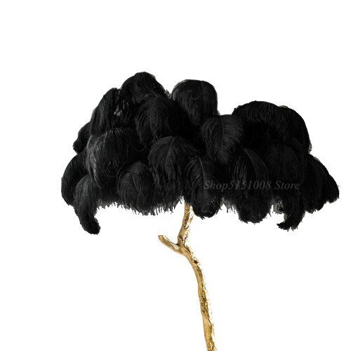 Lámpara de pie de plumas de avestruz