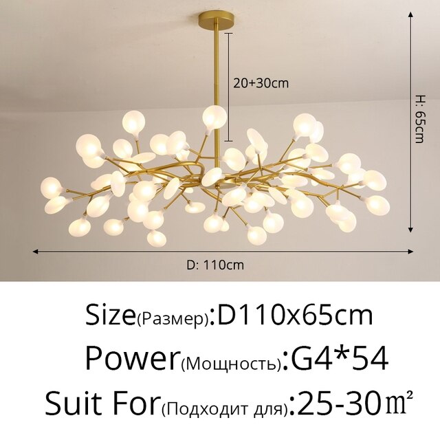 Lámpara de araña LED moderna Rama de árbol Luciérnaga