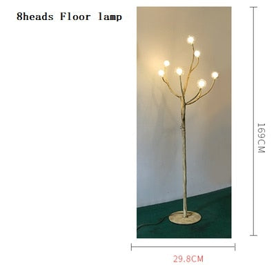 Lámpara moderna de burbujas de vidrio con rama de árbol
